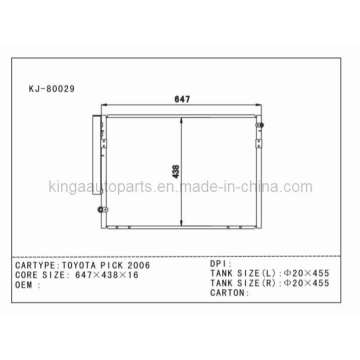 Brand New Aluminum Auto Condenser for Toyota Pick 2006